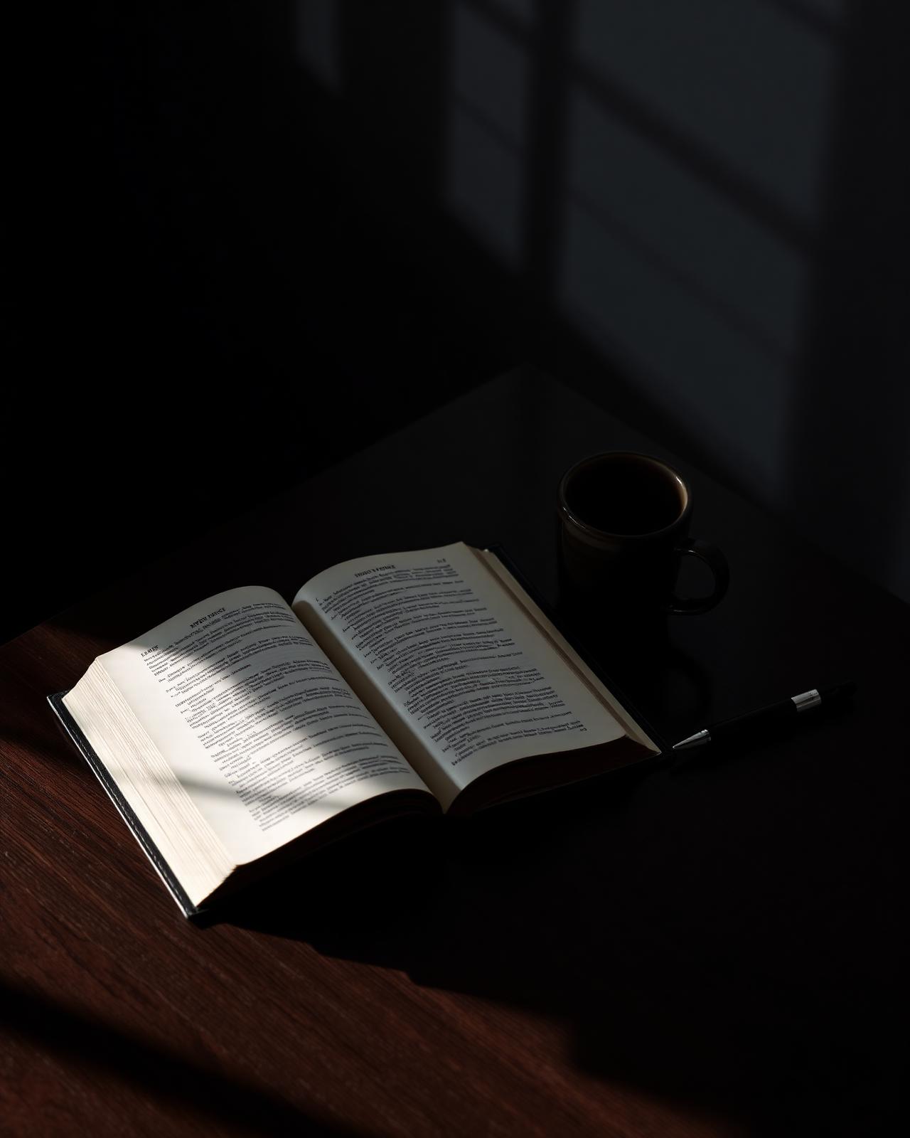 Bíblia aberta e café